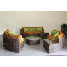 Stunning Design Water Hyacinth Large Round Sofa Set For Indoor or Living Room Natural Wicker Furniture